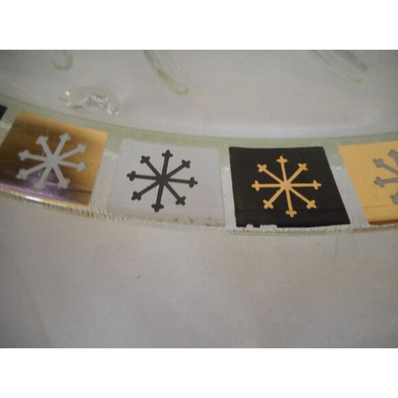 Vintage MCM Inland Glass Meat Platter Tray Atomic Tree of Life Starburst Gold - Picture 5 of 5